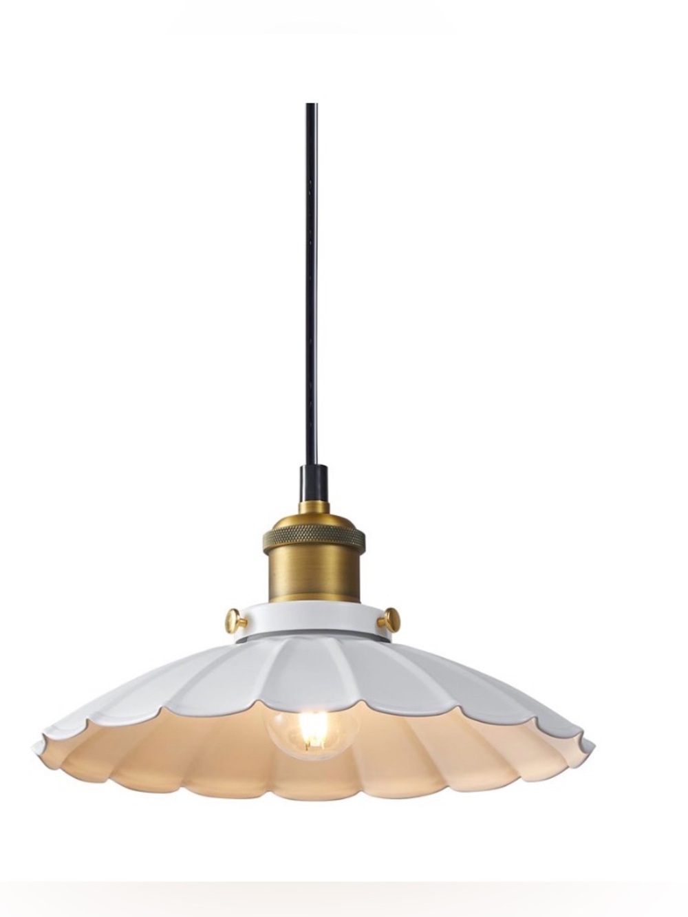 Oyisen White Pendant Light, 9.8 Inch Industrial Farmhouse Style